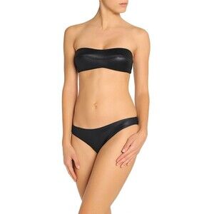 NWT MELISSA ODABASH 44 8 neoprene wet look bikini swimsuit 2 piece w/ carry bag